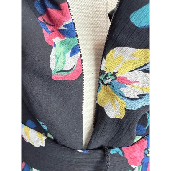 Lauren Ralph Lauren Black Floral Tiered Ruffle Georgette Dress NWT Size 18 - Picture 4 of 11